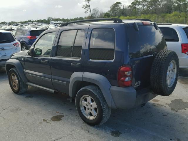 1J4GL48K07W671690 - 2007 JEEP LIBERTY SP BLUE photo 3