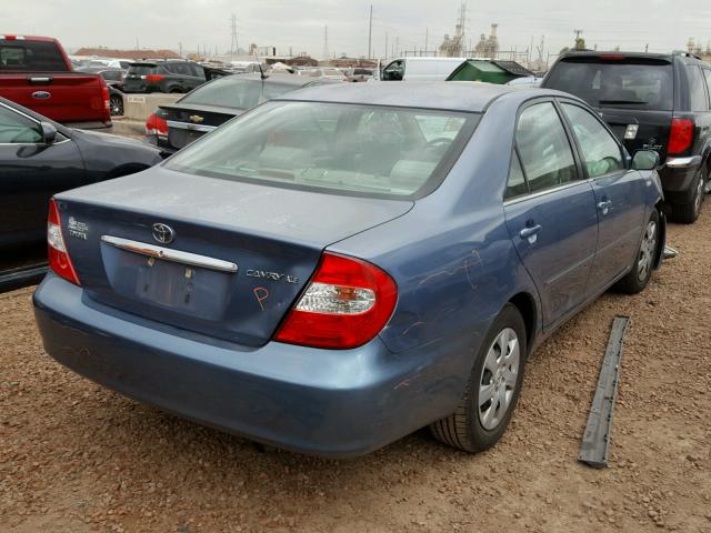 4T1BE32K12U549935 - 2002 TOYOTA CAMRY LE BLUE photo 4