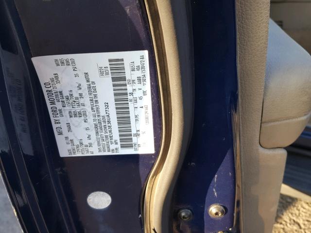 1FMEU63E38UA77322 - 2008 FORD EXPLORER X BLUE photo 10