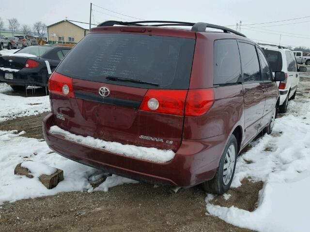 5TDZA23C96S462777 - 2006 TOYOTA SIENNA CE BURGUNDY photo 4