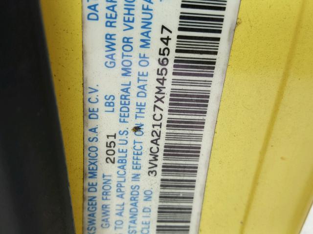 3VWCA21C7XM456547 - 1999 VOLKSWAGEN NEW BEETLE 黄色 照片 10