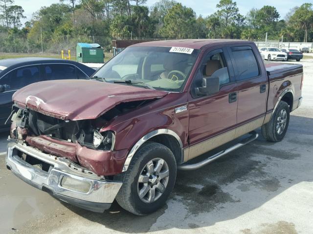 1FTRW12W74KA94210 - 2004 FORD F150 SUPER BURGUNDY photo 2