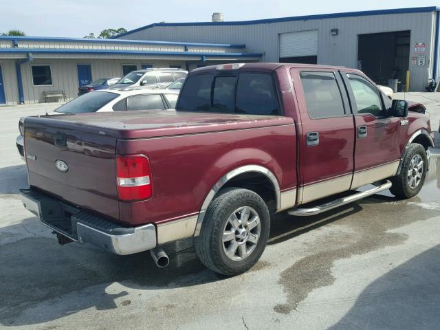 1FTRW12W74KA94210 - 2004 FORD F150 SUPER BURGUNDY photo 4