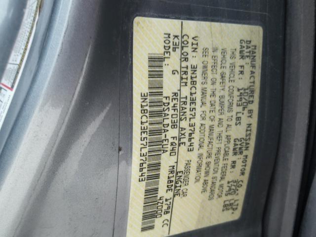 3N1BC13E57L376643 - 2007 NISSAN VERSA S GRAY photo 10