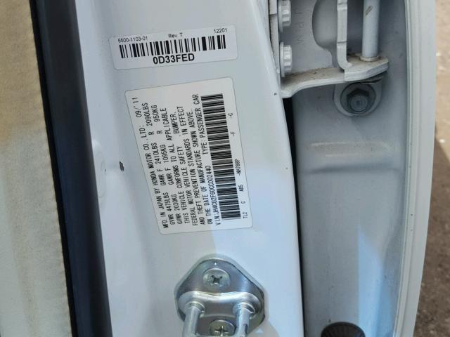 JH4CU2F60CC002440 - 2012 ACURA TSX TECH WHITE photo 10