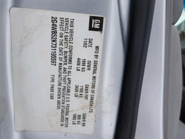 2G4WB52K731195597 - 2003 BUICK REGAL LS 银色 照片 10