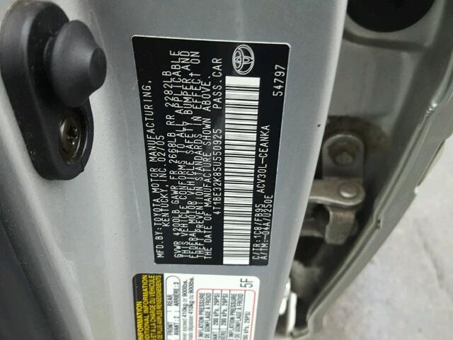 4T1BE32K85U550925 - 2005 TOYOTA CAMRY LE SILVER photo 10