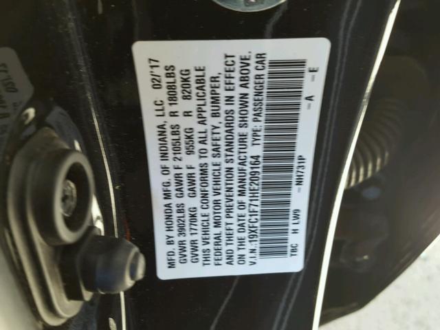 19XFC1F71HE209164 - 2017 HONDA CIVIC EXL 黑色 照片 10