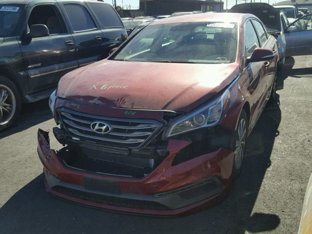 5NPE34AF0FH036967 - 2015 HYUNDAI SONATA SPO RED photo 2