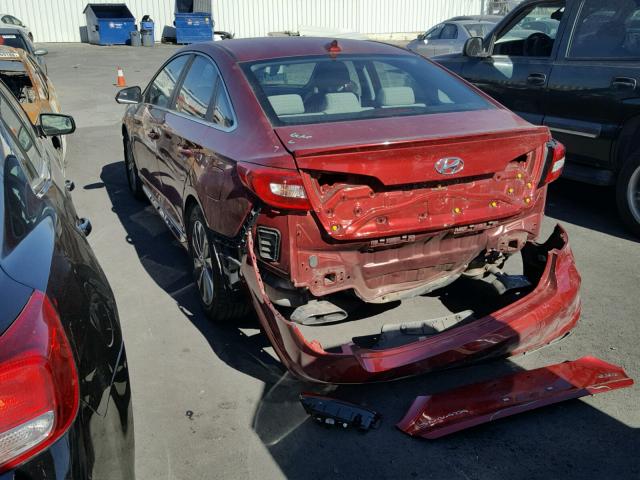 5NPE34AF0FH036967 - 2015 HYUNDAI SONATA SPO RED photo 3