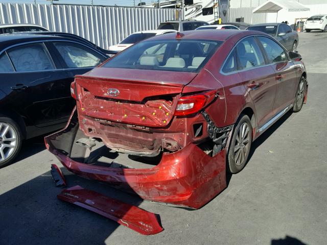 5NPE34AF0FH036967 - 2015 HYUNDAI SONATA SPO RED photo 4