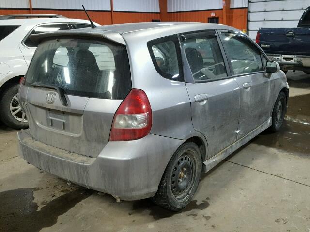 JHMGD37657S818920 - 2007 HONDA FIT S SILVER photo 4