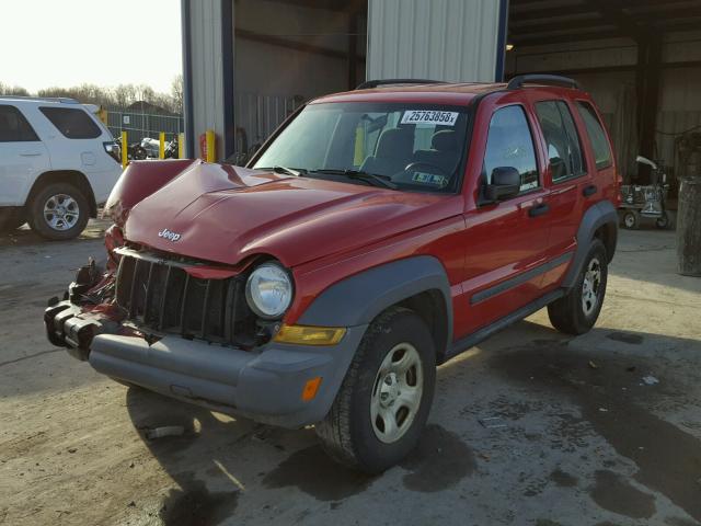 1J4GK48K85W611687 - 2005 JEEP LIBERTY SP RED photo 2