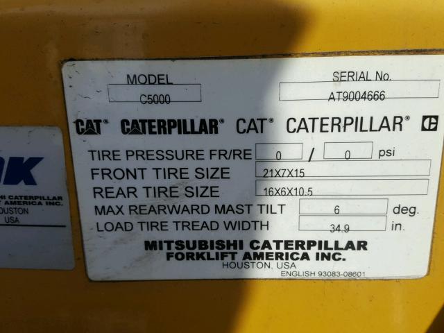 AT9004666 - 2006 CATERPILLAR FORKLIFT YELLOW photo 10