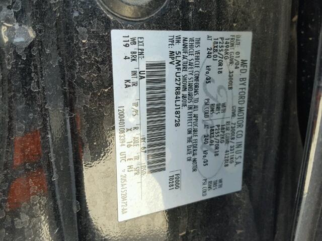 5LMFU27R84LJ18728 - 2004 LINCOLN NAVIGATOR BLACK photo 10