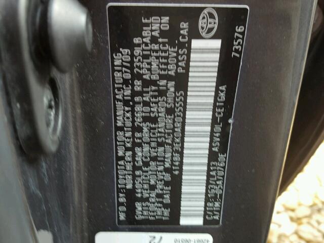 4T4BF3EK0AR035555 - 2010 TOYOTA CAMRY BASE GRAY photo 10