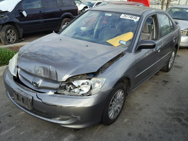 2HGES15535H616953 - 2005 HONDA CIVIC LX GRAY photo 2