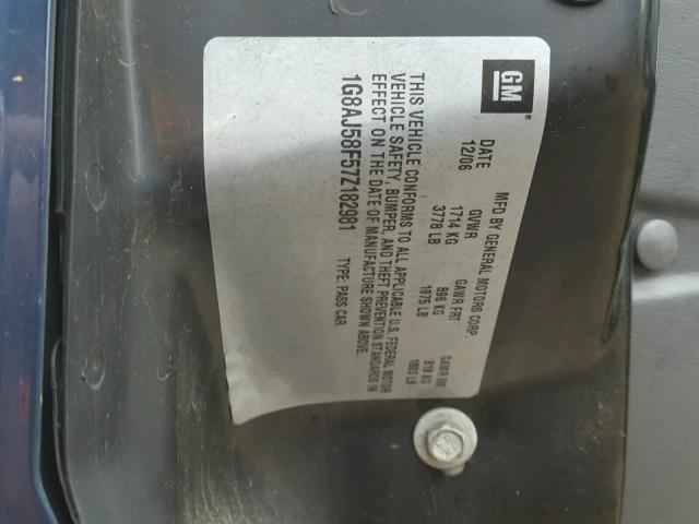 1G8AJ58F57Z182981 - 2007 SATURN ION LEVEL 蓝色 照片 10