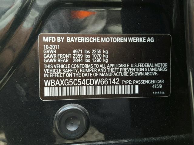 WBAXG5C54CDW66142 - 2012 BMW 528 I BLACK photo 10