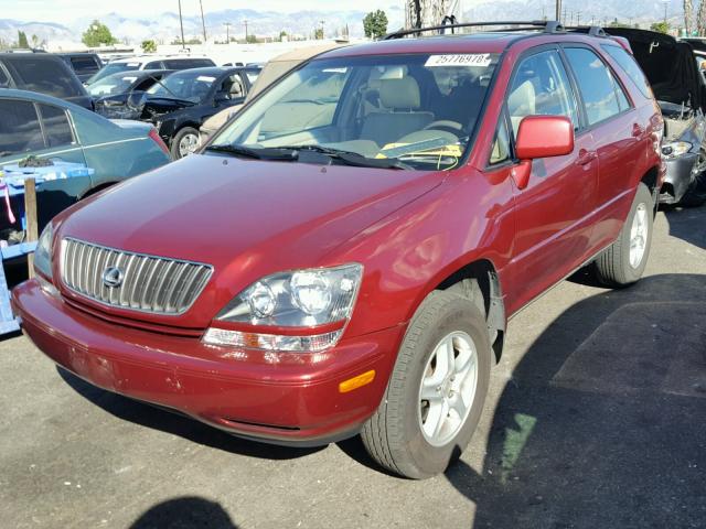 JT6GF10U1Y0054870 - 2000 LEXUS RX 300 RED photo 2