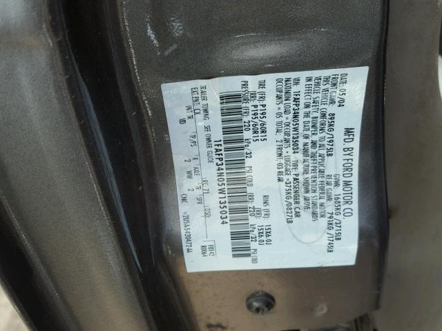 1FAFP34N05W135034 - 2005 FORD FOCUS ZX4 GRAY photo 10