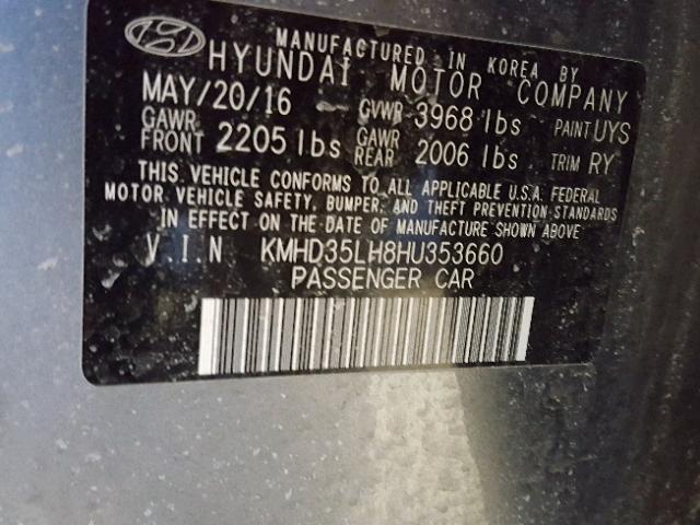 KMHD35LH8HU353660 - 2017 HYUNDAI ELANTRA GT GRAY photo 10