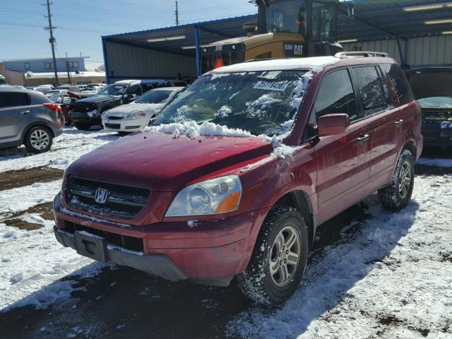 2HKYF18575H537630 - 2005 HONDA PILOT EXL RED photo 2