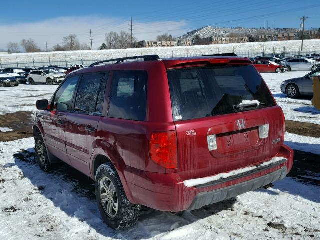 2HKYF18575H537630 - 2005 HONDA PILOT EXL RED photo 3