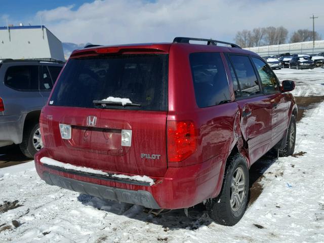 2HKYF18575H537630 - 2005 HONDA PILOT EXL RED photo 4