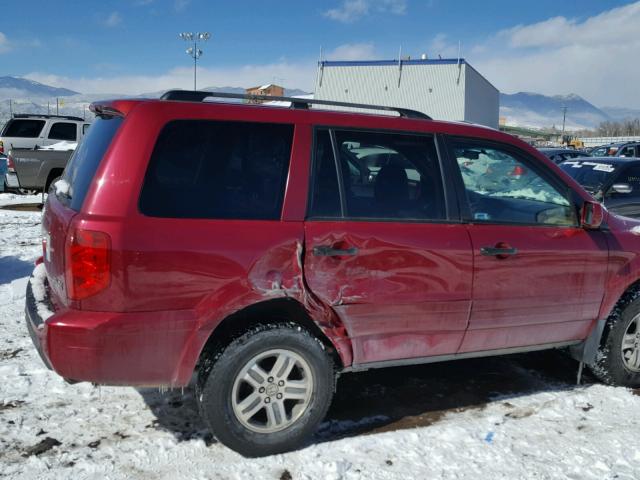 2HKYF18575H537630 - 2005 HONDA PILOT EXL RED photo 9