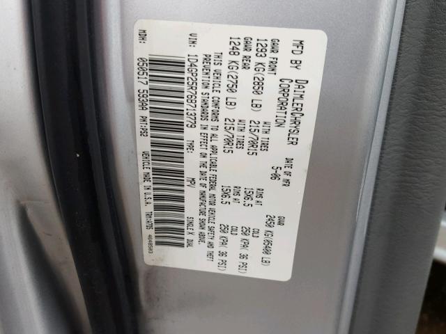 1D4GP25R76B713779 - 2006 DODGE CARAVAN SE SILVER photo 10