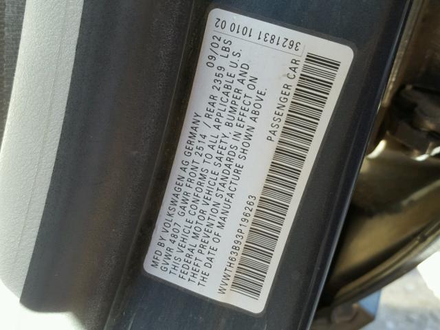 WVWTH63B93P196263 - 2003 VOLKSWAGEN PASSAT GLX 蓝色 照片 10