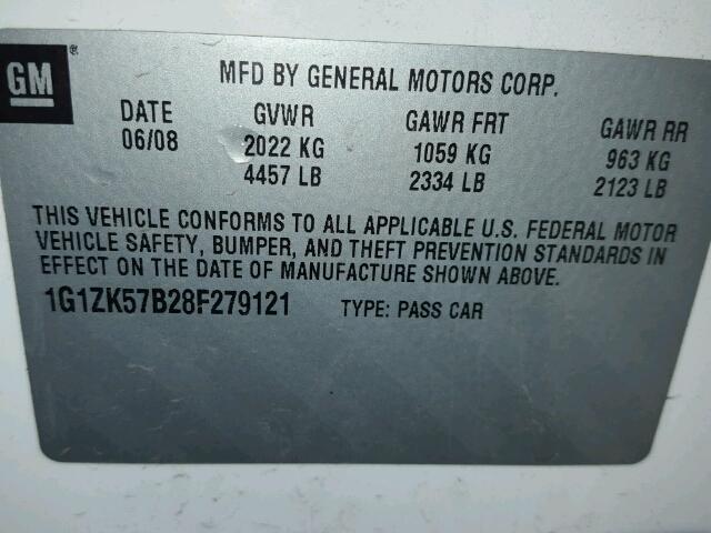 1G1ZK57B28F279121 - 2008 CHEVROLET MALIBU LTZ 白色 照片 10