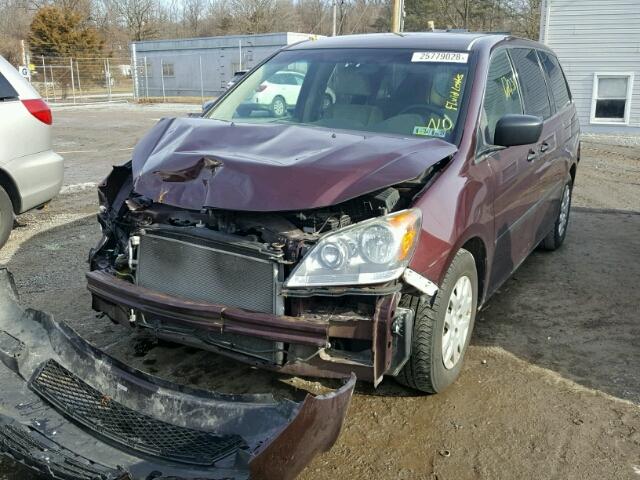 5FNRL3H24AB079522 - 2010 HONDA ODYSSEY LX MAROON photo 2