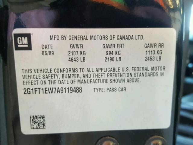 2G1FT1EW7A9119488 - 2010 CHEVROLET CAMARO SS BLACK photo 10