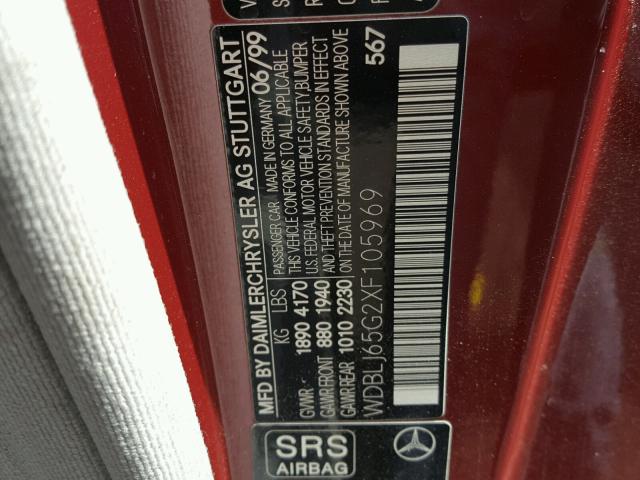 WDBLJ65G2XF105969 - 1999 MERCEDES-BENZ CLK 320 RED photo 10