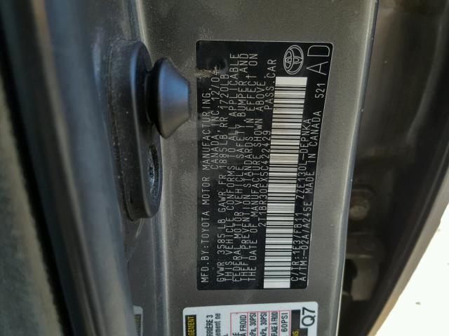 2T1BR30EX5C422429 - 2005 TOYOTA COROLLA CE GRAY photo 10