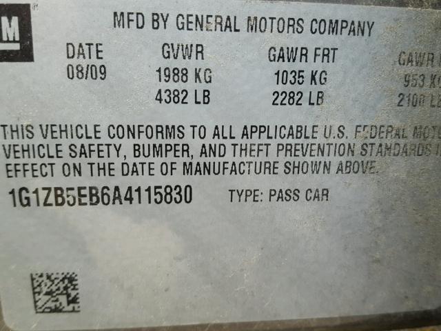 1G1ZB5EB6A4115830 - 2010 CHEVROLET MALIBU LS BROWN photo 10