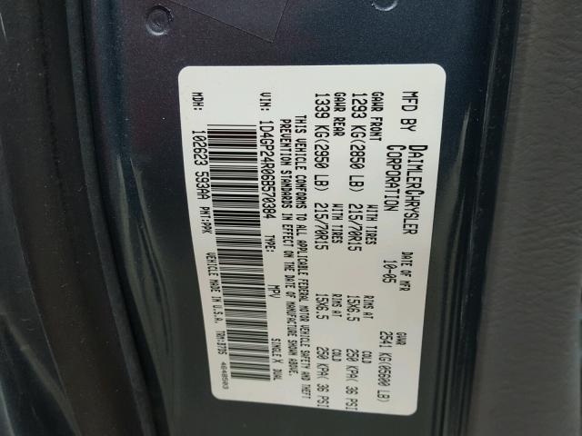 1D4GP24R06B570384 - 2006 DODGE GRAND CARA BLUE photo 10