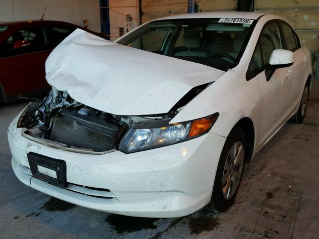 19XFB2F54CE391586 - 2012 HONDA CIVIC LX WHITE photo 2