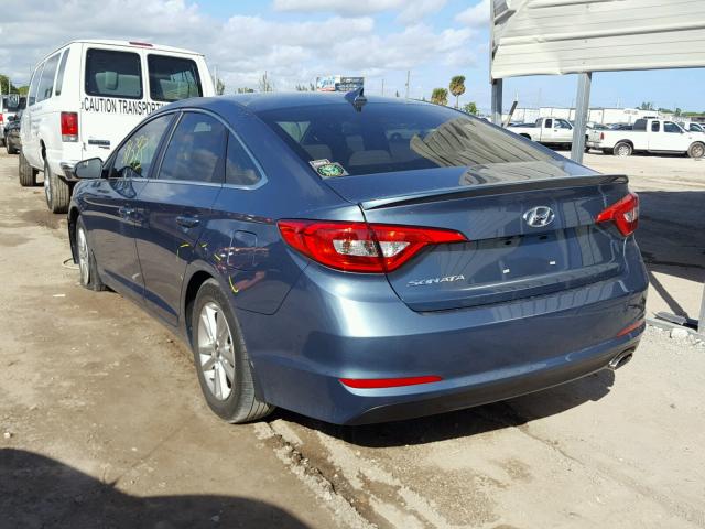 5NPE24AF2FH215773 - 2015 HYUNDAI SONATA SE BLUE photo 3