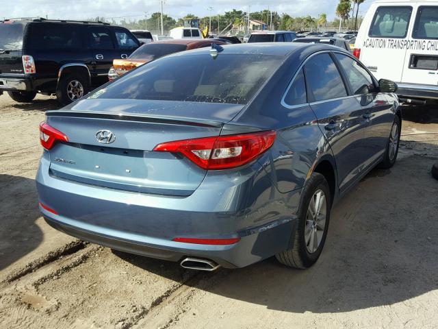 5NPE24AF2FH215773 - 2015 HYUNDAI SONATA SE BLUE photo 4