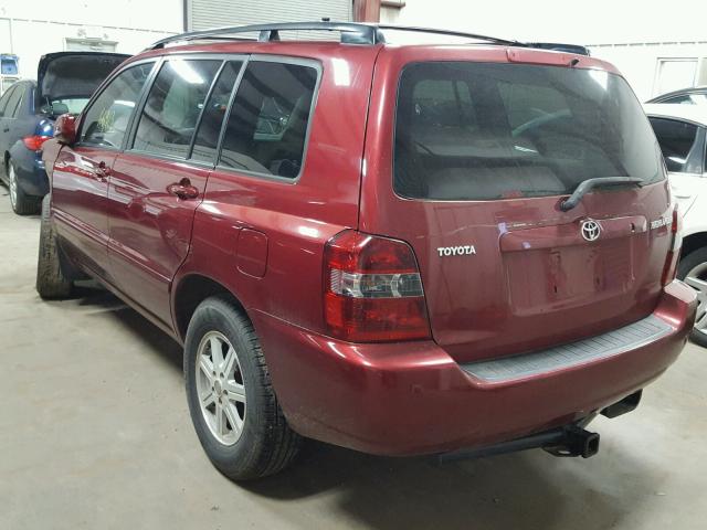 JTEDD21A740081685 - 2004 TOYOTA HIGHLANDER MAROON photo 3