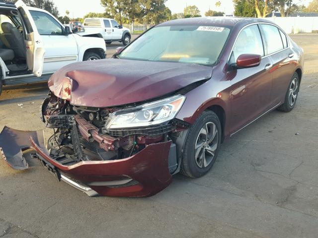 1HGCR2F30GA063685 - 2016 HONDA ACCORD LX BURGUNDY photo 2