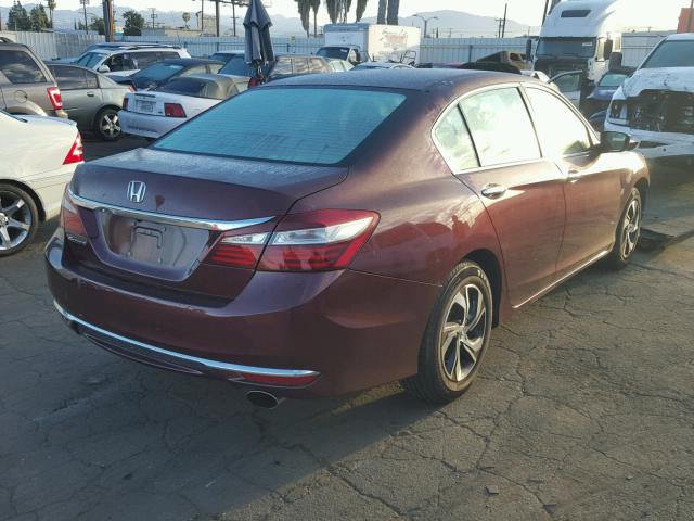 1HGCR2F30GA063685 - 2016 HONDA ACCORD LX BURGUNDY photo 4