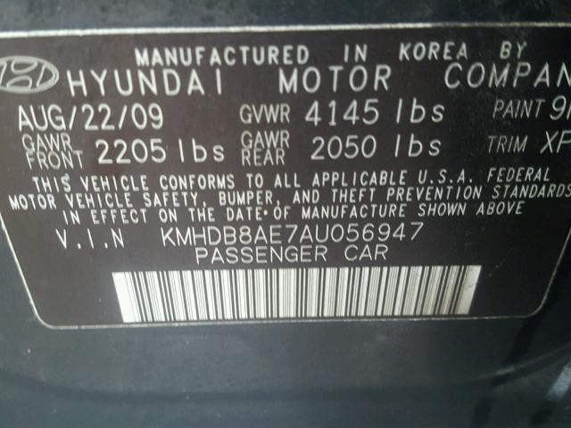 KMHDB8AE7AU056947 - 2010 HYUNDAI ELANTRA TO BLACK photo 10