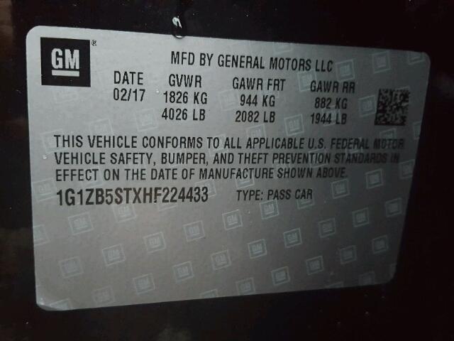 1G1ZB5STXHF224433 - 2017 CHEVROLET MALIBU LS 黑色 照片 10