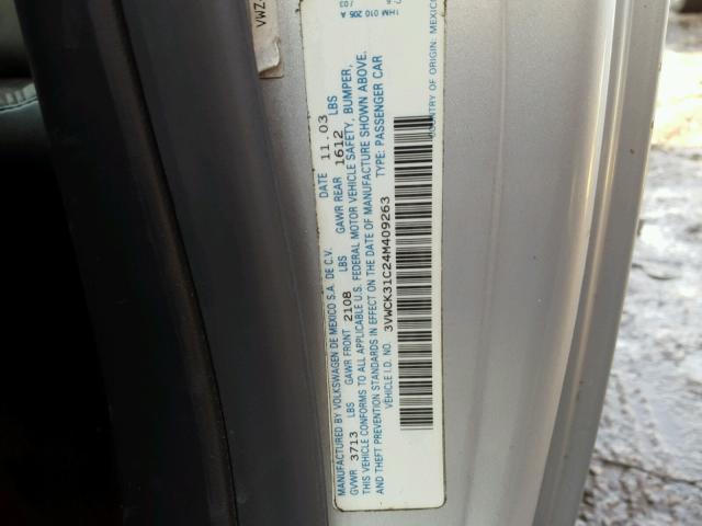 3VWCK31C24M409263 - 2004 VOLKSWAGEN NEW BEETLE 银色 照片 10