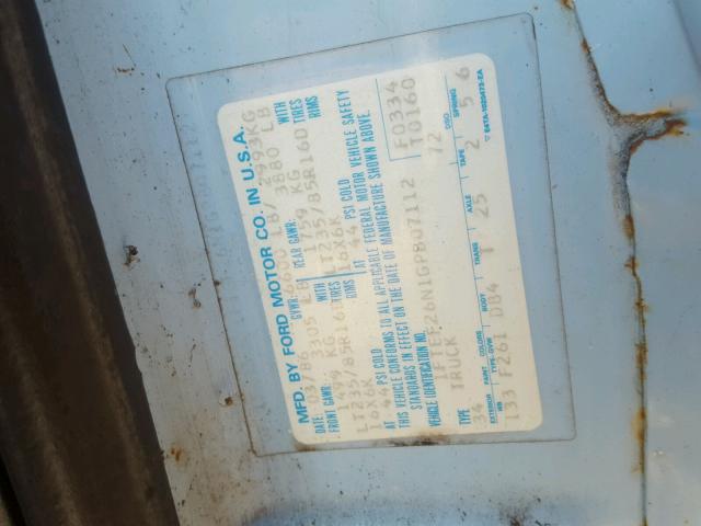 1FTEF26N1GPB07112 - 1986 FORD F250 BLUE photo 10