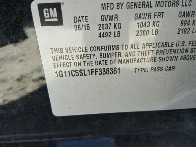 1G11C5SL1FF338361 - 2015 CHEVROLET MALIBU 1LT 黑色 照片 10